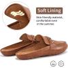 Ablanczoom Mules for Women Flat Shoes: Comfortable Slip on Flats for Womens Mule Metal Chain Backless Loafers Business Casual Shoe(Brown)