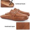 Ablanczoom Mules for Women Flat Shoes: Comfortable Slip on Flats for Womens Mule Metal Chain Backless Loafers Business Casual Shoe(Brown)