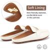 Ablanczoom Mules for Women Flat Shoes: Comfortable Slip on Flats for Womens Mule Metal Chain Backless Loafers Business Casual Shoe(White)