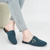 Mules for Women Flat Shoes: Comfortable Closed Toe Slip On Dressy Suede Womens Mule 2025 Office Indoor Outdoor(Dark Turquoise)