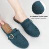 Mules for Women Flat Shoes: Comfortable Closed Toe Slip On Dressy Suede Womens Mule 2025 Office Indoor Outdoor(Dark Turquoise)