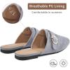 Mules for Women Flat Shoes: Comfortable Closed Toe Slip On Dressy Suede Womens Mule 2025 Office Indoor Outdoor(Grey)
