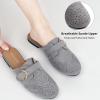 Mules for Women Flat Shoes: Comfortable Closed Toe Slip On Dressy Suede Womens Mule 2025 Office Indoor Outdoor(Grey)