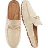 Ablanczoom Mules for Women Flat Shoes: Comfortable Slip on Flats for Womens Mule Metal Chain Backless Loafers Business Casual Shoe(Beige)