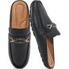 Ablanczoom Mules for Women Flat Shoes: Comfortable Slip on Flats for Womens Mule Metal Chain Backless Loafers Business Casual Shoe(Black)