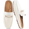 Ablanczoom Mules for Women Flat Shoes: Comfortable Slip on Flats for Womens Mule Metal Chain Backless Loafers Business Casual Shoe(White)