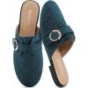 Mules for Women Flat Shoes: Comfortable Closed Toe Slip On Dressy Suede Womens Mule 2025 Office Indoor Outdoor(Dark Turquoise)