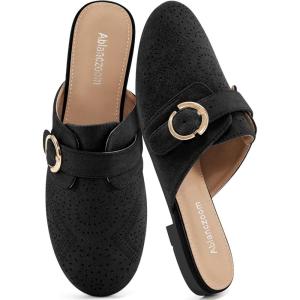 Mules for Women Flat Shoes: Comfortable Closed Toe Slip On Dressy Suede Womens Mule 2025 Office Indoor Outdoor(Black)