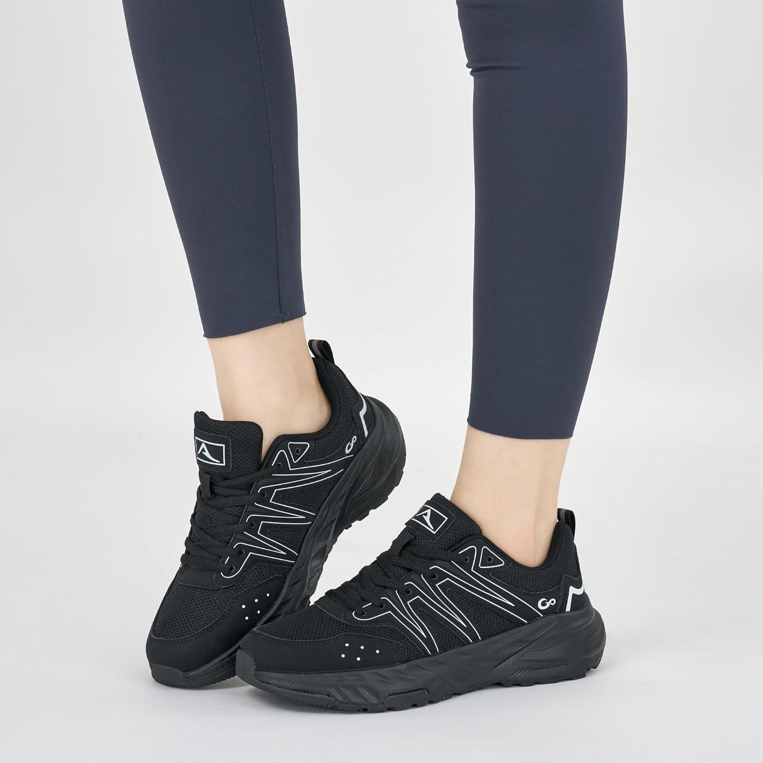 imageAblanczoom Womens Sneakers Walking Shoes Slip on Casual Comfortable Breathable Cushion Tennis Shoe Workout Gym Training SneakerAll Black