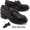 Ablanczoom Platform Oxford Shoes for Women : Lace Up Women’s Platform Chunky Loafers with Lug Sole Dress Shoes for Work Business(Black)
