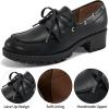 Ablanczoom Platform Oxford Shoes for Women : Lace Up Women’s Platform Chunky Loafers with Lug Sole Dress Shoes for Work Business(Black)