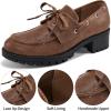 Ablanczoom Platform Oxford Shoes for Women : Lace Up Women’s Platform Chunky Loafers with Lug Sole Dress Shoes for Work Business(Brown)