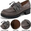 Ablanczoom Platform Oxford Shoes for Women : Lace Up Women’s Platform Chunky Loafers with Lug Sole Dress Shoes for Work Business(Taupe)