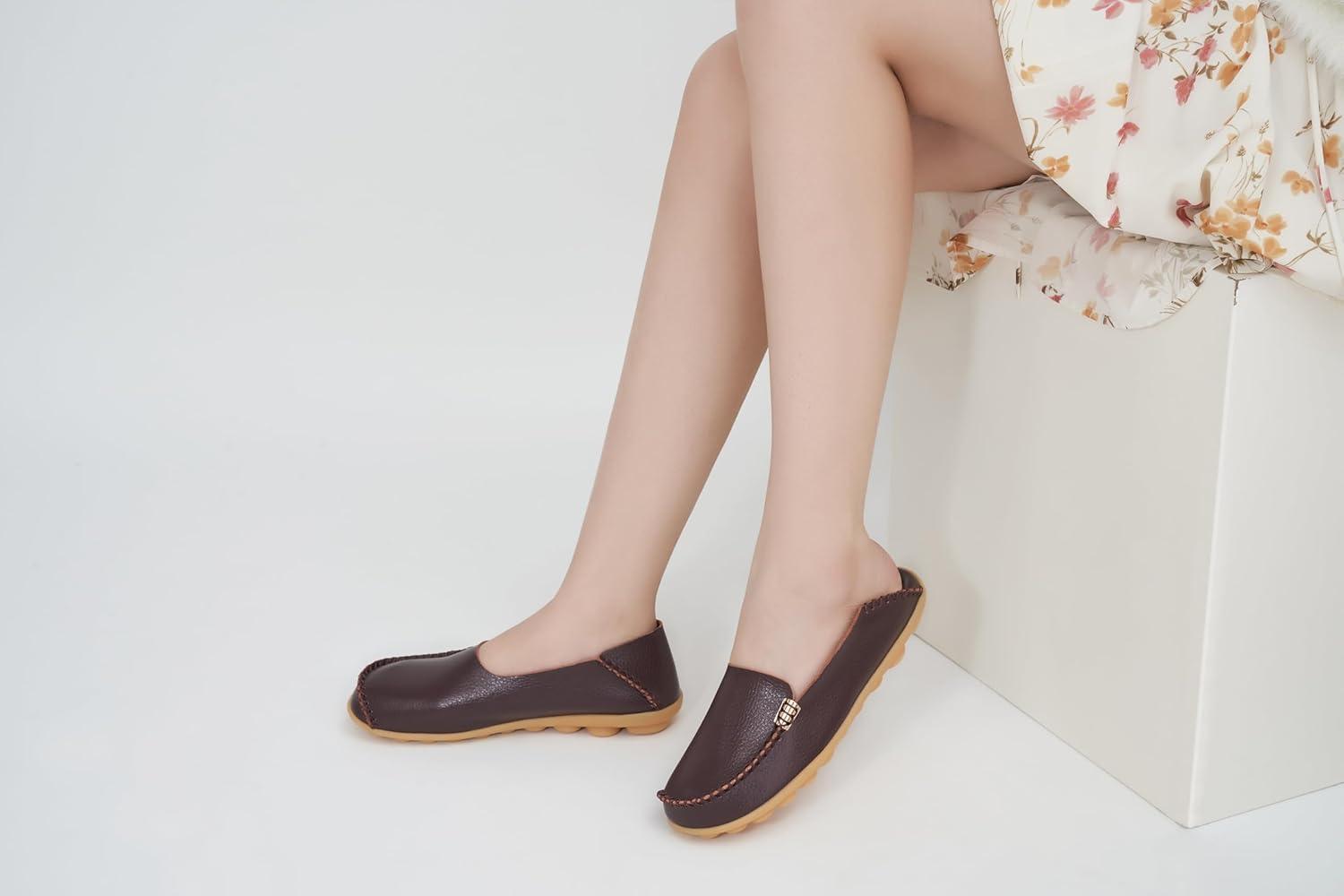 image:imageAblanczoom Womens Loafers Flats Shoes Comfort Round Toe Slip on Soft Moccasins Dressy Loafer for Driving WalkingCoffee