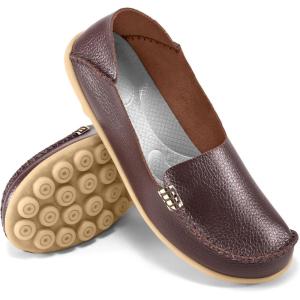 Ablanczoom Womens Loafers Flats Shoes: Comfort Round Toe Slip on Soft Moccasins Dressy Loafer for Driving Walking(Coffee)