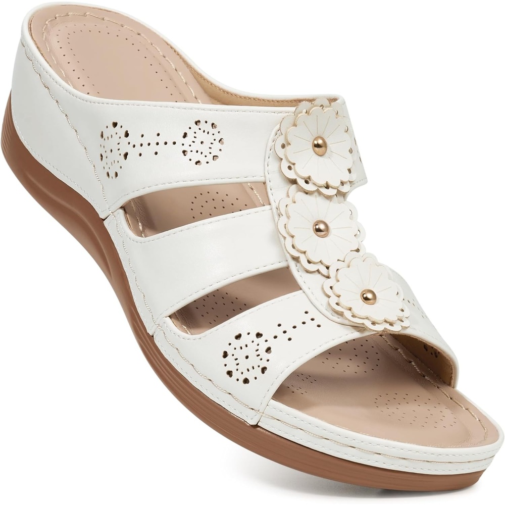 image:imageAblanczoom Wedge Sandals for Women Summer Comfortable Platform Slide Sandals  Casual Dressy Walking Shoes for Daily WearWhite