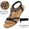 Ablanczoom Women’s Flat Sandals Summer Boho Beaded Dressy Comfortable Walking Shoes for Vacation Daily Wear(Black)
