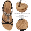 Ablanczoom Women’s Flat Sandals Summer Boho Beaded Dressy Comfortable Walking Shoes for Vacation Daily Wear(Black)