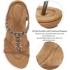 Ablanczoom Women’s Flat Sandals Summer Boho Beaded Dressy Comfortable Walking Shoes for Vacation Daily Wear(Brown)