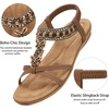 Ablanczoom Women’s Flat Sandals Summer Boho Beaded Dressy Comfortable Walking Shoes for Vacation Daily Wear(Brown)