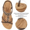 Ablanczoom Women’s Flat Sandals Summer Boho Beaded Dressy Comfortable Walking Shoes for Vacation Daily Wear(Coffee)