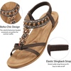 Ablanczoom Women’s Flat Sandals Summer Boho Beaded Dressy Comfortable Walking Shoes for Vacation Daily Wear(Coffee)