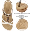 Ablanczoom Women’s Flat Sandals Summer Boho Beaded Dressy Comfortable Walking Shoes for Vacation Daily Wear(White)