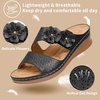 Ablanczoom Womens Wedge Sandals Dressy: Slip On Comfortable Summer Shoes Floral Platform Slides for Casual Walking(Black)