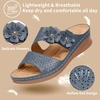 Ablanczoom Womens Wedge Sandals Dressy: Slip On Comfortable Summer Shoes Floral Platform Slides for Casual Walking(Blue)