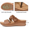 Ablanczoom Womens Wedge Sandals Dressy: Slip On Comfortable Summer Shoes Floral Platform Slides for Casual Walking(Brown)