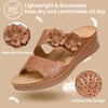 Ablanczoom Womens Wedge Sandals Dressy: Slip On Comfortable Summer Shoes Floral Platform Slides for Casual Walking(Brown)