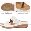 Ablanczoom Womens Wedge Sandals Dressy: Slip On Comfortable Summer Shoes Floral Platform Slides for Casual Walking(White)