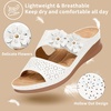 Ablanczoom Womens Wedge Sandals Dressy: Slip On Comfortable Summer Shoes Floral Platform Slides for Casual Walking(White)
