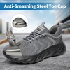 Steel Toe Shoes for Men Comfortable Resistant Work Safety Shoe Non-Slip Puncture Proof for Industrial Construction(Dark Grey)