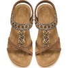 Ablanczoom Women’s Flat Sandals Summer Boho Beaded Dressy Comfortable Walking Shoes for Vacation Daily Wear(Brown)
