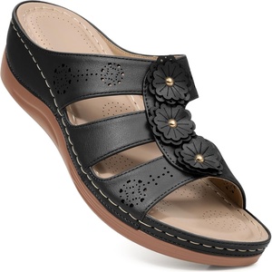 Ablanczoom Wedge Sandals for Women Summer: Comfortable Platform Slide Sandals – Casual Dressy Walking Shoes for Daily Wear(Black)
